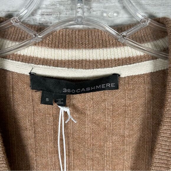360 Cashmere Collegiate Ribbed Camel Oversized Cardigan Sweater S NWT $195 - Picture 4 of 11